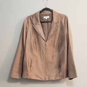 Studio Works Woman Faux Suede Jacket with Reptile Accents Size 18W